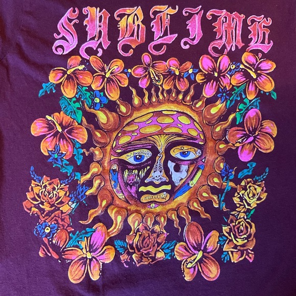 Sublime Sun Floral Graphic T-Shirt Punk Rock Burgundy‎ 40 oz To Freedom Men's M - Picture 3 of 6